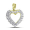 14kt Yellow Gold Women's Round Baguette Diamond Heart Frame Outline Pendant 1-4 Cttw - FREE Shipping (US/CAN)-Gold & Diamond Pendants & Necklaces-JadeMoghul Inc.