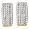14kt Yellow Gold Women's Round Baguette Diamond Vertical Stripe Hoop Earrings 7-8 Cttw - FREE Shipping (USA/CAN)-Gold & Diamond Earrings-JadeMoghul Inc.