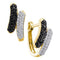 14kt Yellow Gold Women's Round Black Color Enhanced Diamond Bypass Hoop Earrings 1-2 Cttw - FREE Shipping (US/CAN)-Gold & Diamond Earrings-JadeMoghul Inc.