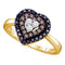 14kt Yellow Gold Womens Round Black Color Enhanced Diamond Heart Love Ring 1/2 Cttw-Gold & Diamond Heart Rings-9.5-JadeMoghul Inc.