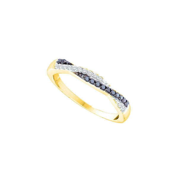 14kt Yellow Gold Women's Round Black Color Enhanced Diamond Slender Twist Band 1/4 Cttw - FREE Shipping (US/CAN)-Gold & Diamond Bands-5-JadeMoghul Inc.