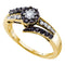 14kt Yellow Gold Women's Round Black Color Enhanced Diamond Solitaire Ring 1/2 Cttw - FREE Shipping (USA/CAN)-Gold & Diamond Engagement & Anniversary Rings-5-JadeMoghul Inc.