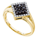 14kt Yellow Gold Women's Round Black Color Enhanced Diamond Square Cluster Ring 1/5 Cttw - FREE Shipping (US/CAN)-Gold & Diamond Cluster Rings-7-JadeMoghul Inc.