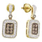 14kt Yellow Gold Women's Round Brown Color Enhanced Diamond Dangle Earrings 1-2 Cttw - FREE Shipping (US/CAN)-Gold & Diamond Earrings-JadeMoghul Inc.