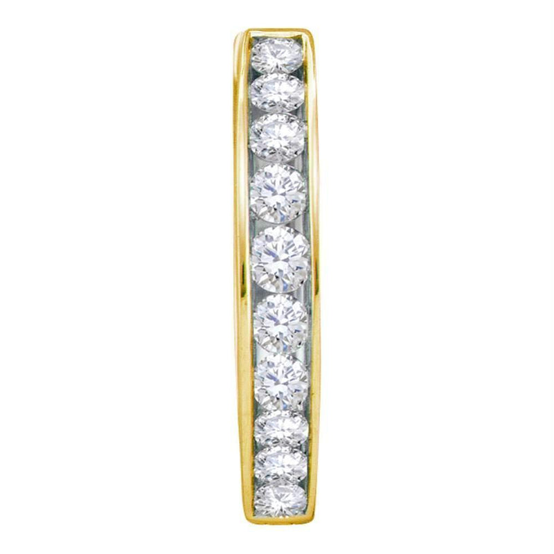 14kt Yellow Gold Womens Round Channel-set Diamond Single Row Hoop Earrings 1-1-3 Cttw-Gold & Diamond Earrings-JadeMoghul Inc.