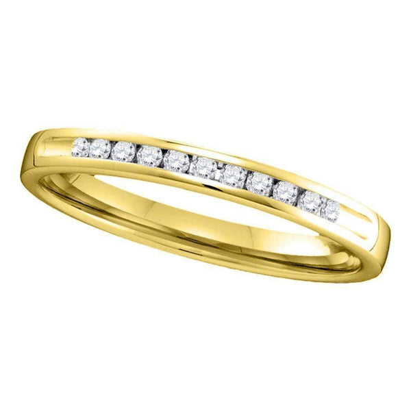 14kt Yellow Gold Women's Round Channel-set Diamond Single Row Wedding Band 1-10 Cttw - FREE Shipping (US/CAN)-Gold & Diamond Wedding Jewelry-JadeMoghul Inc.