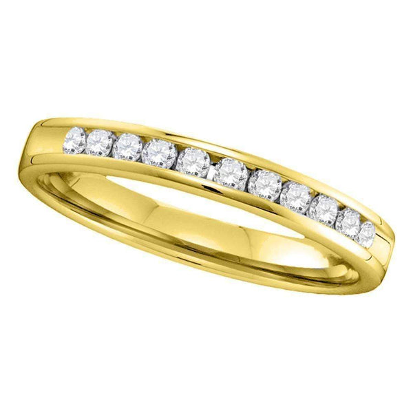 14kt Yellow Gold Women's Round Channel-set Diamond Single Row Wedding Band 1-4 Cttw - FREE Shipping (US/CAN)-Gold & Diamond Wedding Jewelry-JadeMoghul Inc.