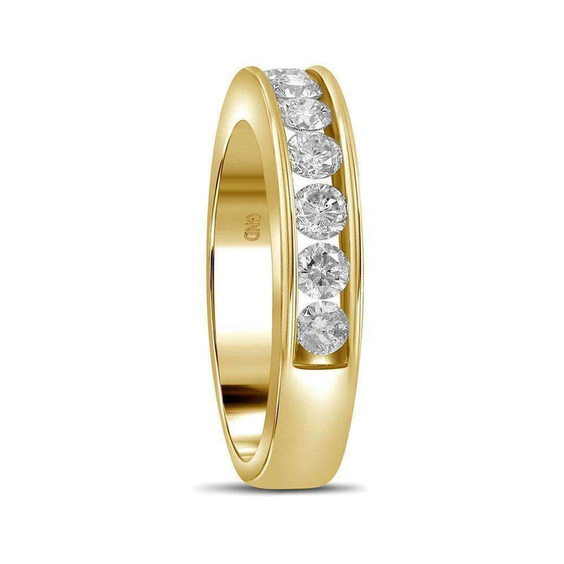 14kt Yellow Gold Women's Round Channel-set Diamond Single Row Wedding Band 1.00 Cttw - FREE Shipping (US/CAN)-Gold & Diamond Wedding Jewelry-5-JadeMoghul Inc.