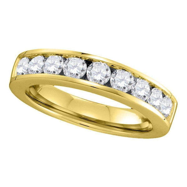 14kt Yellow Gold Women's Round Channel-set Diamond Single Row Wedding Band 1.00 Cttw - FREE Shipping (US/CAN) - Size 5-Gold & Diamond Wedding Jewelry-4-JadeMoghul Inc.