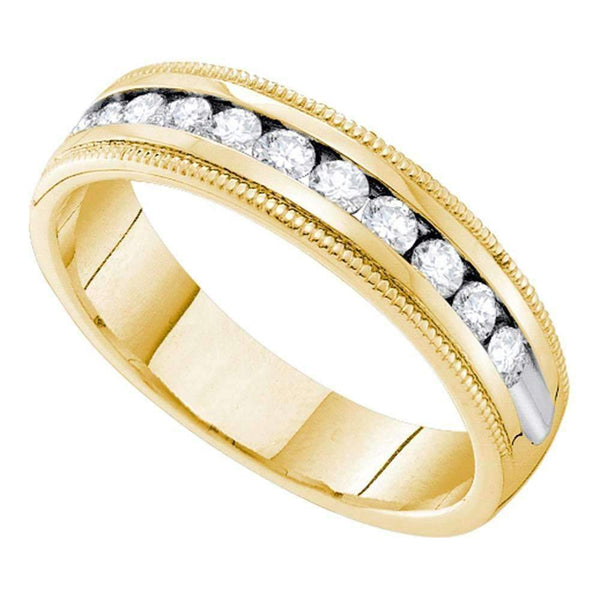 14kt Yellow Gold Women's Round Channel-set Diamond Single Row Wedding Band 1/2-Wedding Jewelry-5-JadeMoghul Inc.