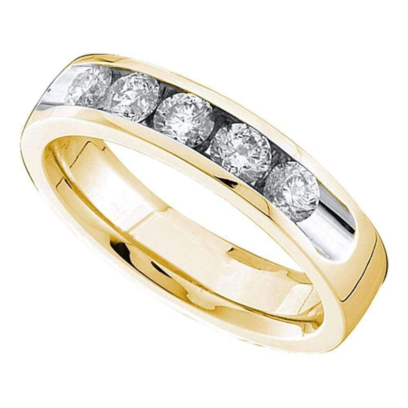 14kt Yellow Gold Women's Round Channel-set Diamond Single Row Wedding Band 1/2-Wedding Jewelry-5-JadeMoghul Inc.