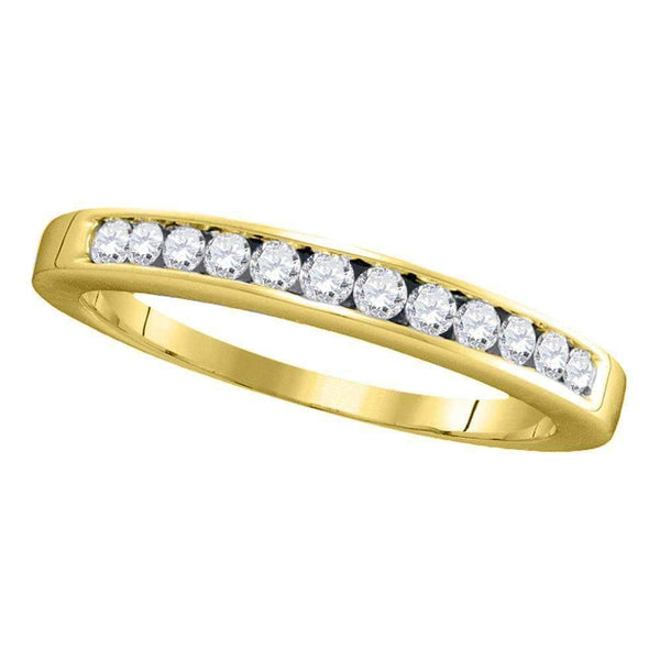 14kt Yellow Gold Women's Round Channel-set Diamond Single Row Wedding Band 1/4 Cttw - FREE Shipping (US/CAN)-Gold & Diamond Wedding Jewelry-5-JadeMoghul Inc.