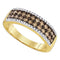 14kt Yellow Gold Women's Round Cognac-brown Color Enhanced Diamond 2-row Band Ring 3/4 Cttw - FREE Shipping (US/CAN)-Gold & Diamond Bands-5-JadeMoghul Inc.