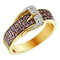 14kt Yellow Gold Women's Round Cognac-brown Color Enhanced Diamond Belt Buckle Band Ring 1/2 Cttw - FREE Shipping (US/CAN)-Gold & Diamond Fashion Rings-5-JadeMoghul Inc.