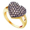 14kt Yellow Gold Women's Round Cognac-brown Color Enhanced Diamond Heart Cluster Ring 1.00 Cttw - FREE Shipping (US/CAN)-Gold & Diamond Heart Rings-5-JadeMoghul Inc.