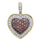 14kt Yellow Gold Women's Round Cognac-brown Color Enhanced Diamond Heart Love Pendant 1-2 Cttw - FREE Shipping (US/CAN)-Gold & Diamond Pendants & Necklaces-JadeMoghul Inc.