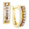 14kt Yellow Gold Womens Round Cognac-brown Color Enhanced Diamond Hoop Earrings 1-2 Cttw - FREE Shipping (US/CAN)-Gold & Diamond Earrings-JadeMoghul Inc.