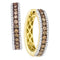 14kt Yellow Gold Women's Round Cognac-brown Color Enhanced Diamond Hoop Earrings 1.00 Cttw - FREE Shipping (USA/CAN)-Gold & Diamond Earrings-JadeMoghul Inc.