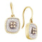 14kt Yellow Gold Women's Round Cognac-brown Color Enhanced Diamond Square Cluster Dangle Earrings 1-3 Cttw - FREE Shipping (US/CAN)-Gold & Diamond Earrings-JadeMoghul Inc.