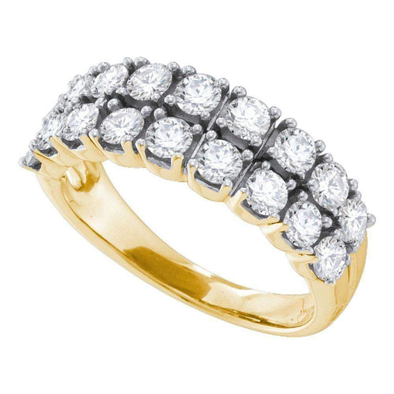 14kt Yellow Gold Women's Round Diamond 2-row Fashion Band Ring 1-1/2 Cttw - FREE Shipping (US/CAN)-Rings And Bands-5-JadeMoghul Inc.