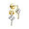 14kt Yellow Gold Women's Round Diamond 2-stone Earrings 1-4 Cttw - FREE Shipping (US/CAN)-Gold & Diamond Earrings-JadeMoghul Inc.