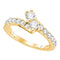 14kt Yellow Gold Women's Round Diamond 2-stone Hearts Together Bridal Wedding Engagement Ring 1/2 Cttw - FREE Shipping (US/CAN) (Certified)-Gold & Diamond Engagement & Anniversary Rings-5-JadeMoghul Inc.