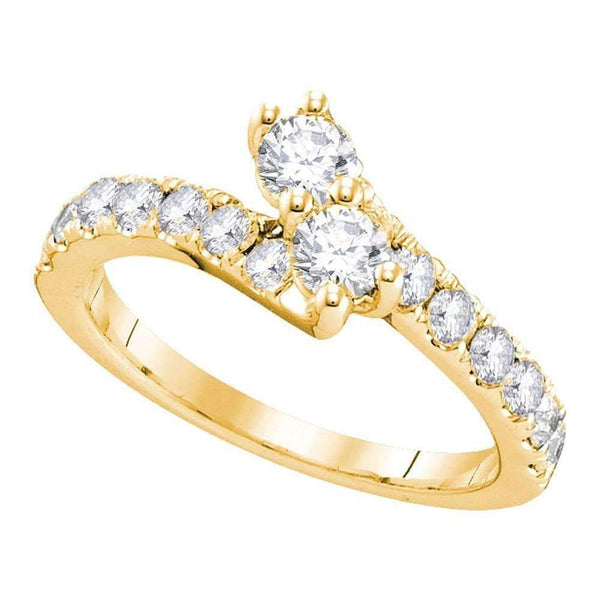 14kt Yellow Gold Women's Round Diamond 2-stone Hearts Together Bridal Wedding Engagement Ring 1/2 Cttw - FREE Shipping (US/CAN) (Certified)-Gold & Diamond Engagement & Anniversary Rings-5-JadeMoghul Inc.