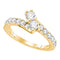 14kt Yellow Gold Women's Round Diamond 2-stone Hearts Together Bridal Wedding Engagement Ring 3/4 Cttw - FREE Shipping (US/CAN) (Certified)-Gold & Diamond Engagement & Anniversary Rings-5-JadeMoghul Inc.