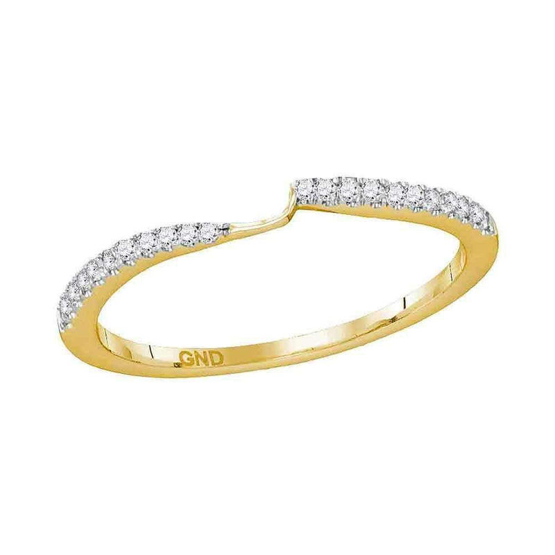 14kt Yellow Gold Women's Round Diamond 2-stone Wedding Band 1/8 Cttw - FREE Shipping (US/CAN)-Gold & Diamond Wedding Jewelry-5.5-JadeMoghul Inc.