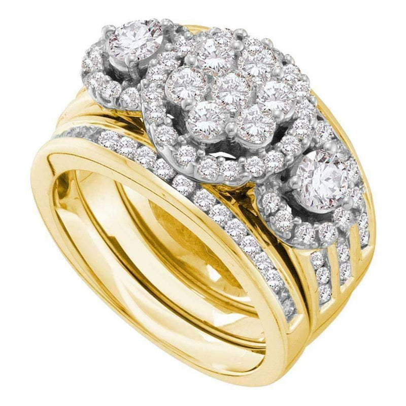 14kt Yellow Gold Women's Round Diamond 3-Piece Bridal Wedding Engagement Ring Band Set 2.00 Cttw - FREE Shipping (US/CAN)-Gold & Diamond Wedding Ring Sets-8.5-JadeMoghul Inc.