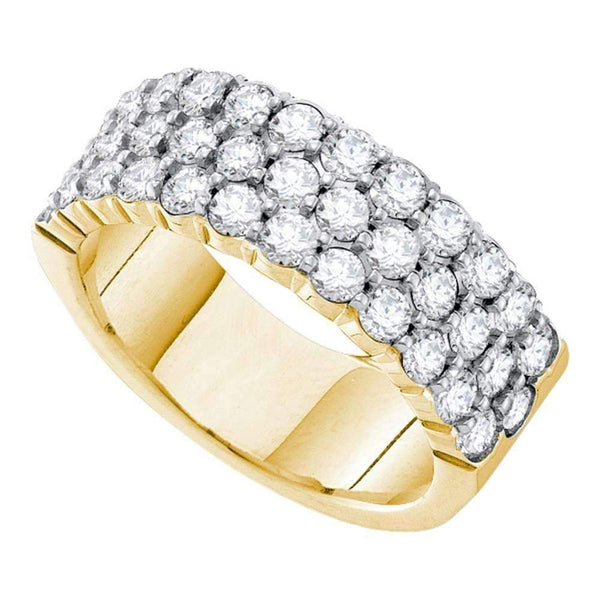 14kt Yellow Gold Women's Round Diamond 3-row Wedding Anniversary Band Ring 1-1/2 Cttw - FREE Shipping (US/CAN)-Gold & Diamond Wedding Jewelry-5-JadeMoghul Inc.