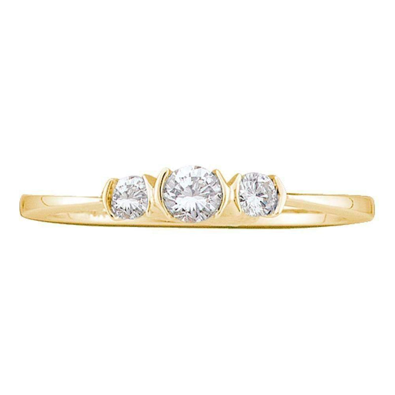 14kt Yellow Gold Women's Round Diamond 3-stone Bridal Wedding Engagement Ring 1-4 Cttw - FREE Shipping (US/CAN)-Gold & Diamond Engagement & Anniversary Rings-JadeMoghul Inc.