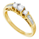 14kt Yellow Gold Women's Round Diamond 3-stone Bridal Wedding Engagement Ring 1/2 Cttw - FREE Shipping (US/CAN)-Gold & Diamond Engagement & Anniversary Rings-5-JadeMoghul Inc.