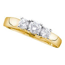 14kt Yellow Gold Women's Round Diamond 3-stone Bridal Wedding Engagement Ring 1/2 Cttw - FREE Shipping (US/CAN)-Gold & Diamond Engagement & Anniversary Rings-6-JadeMoghul Inc.