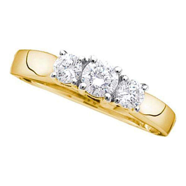 14kt Yellow Gold Women's Round Diamond 3-stone Bridal Wedding Engagement Ring 1/2 Cttw - FREE Shipping (US/CAN)-Wedding Jewelry-5-JadeMoghul Inc.