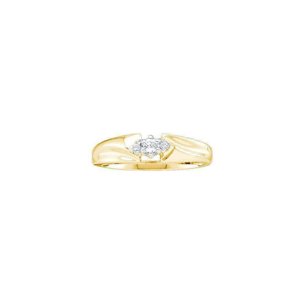 14kt Yellow Gold Women's Round Diamond 3-stone Promise Bridal Ring 1/10 Cttw - FREE Shipping (US/CAN)-Gold & Diamond Promise Rings-5-JadeMoghul Inc.