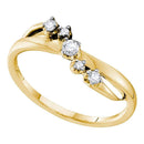 14kt Yellow Gold Women's Round Diamond 5-stone Crossover Band Ring 1/6 Cttw - FREE Shipping (US/CAN)-Gold & Diamond Bands-5-JadeMoghul Inc.