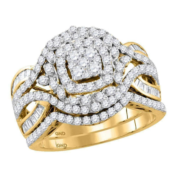 14kt Yellow Gold Women's Round Diamond Bridal Wedding Engagement Ring Band Set 1-1/2 Cttw - FREE Shipping (US/CAN)-Wedding Jewelry-5-JadeMoghul Inc.