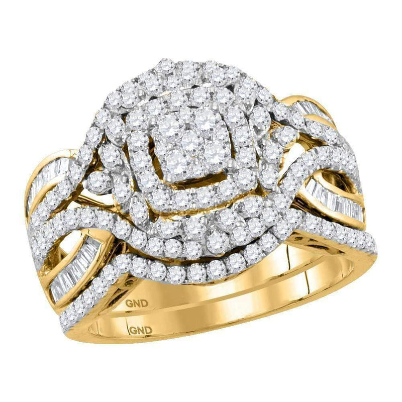14kt Yellow Gold Women's Round Diamond Bridal Wedding Engagement Ring Band Set 1-1/2 Cttw - FREE Shipping (US/CAN)-Wedding Jewelry-5-JadeMoghul Inc.