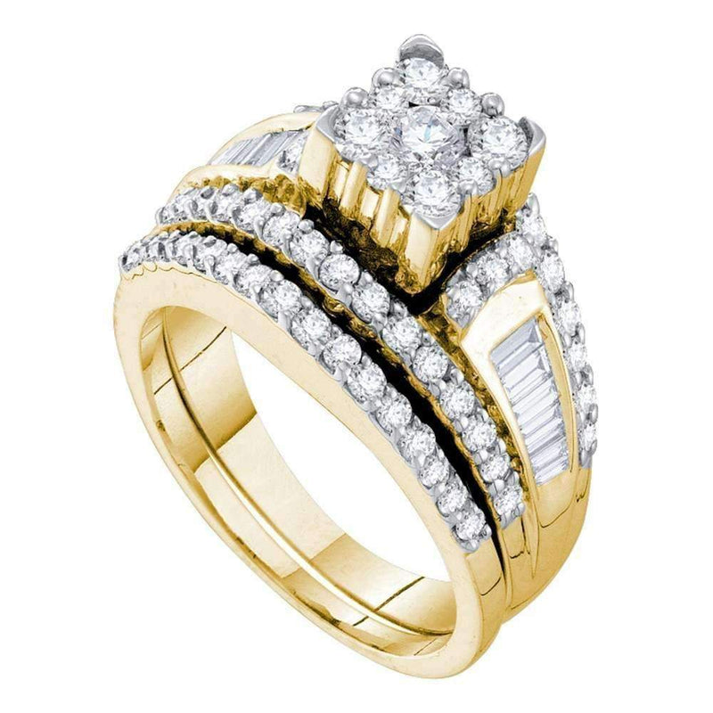 14kt Yellow Gold Women's Round Diamond Bridal Wedding Engagement Ring Band Set 1-1/2 Cttw - FREE Shipping (US/CAN)-Wedding Jewelry-5-JadeMoghul Inc.