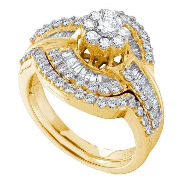 14kt Yellow Gold Women's Round Diamond Bridal Wedding Engagement Ring Band Set 1-1/5 Cttw - FREE Shipping (US/CAN)-Wedding Jewelry-5-JadeMoghul Inc.