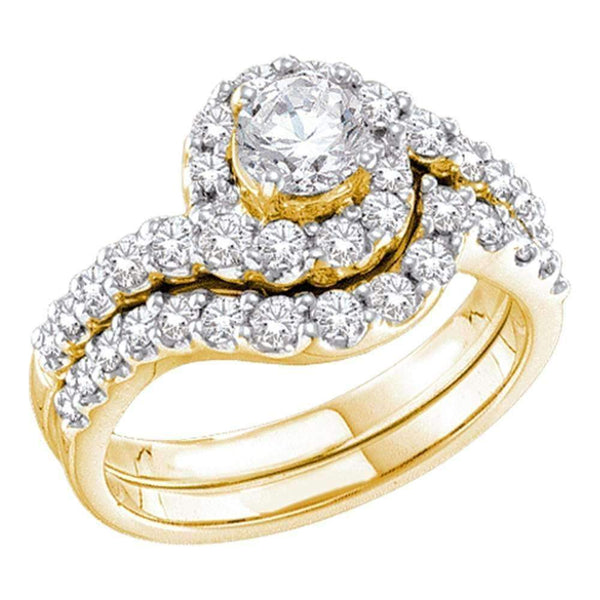 14kt Yellow Gold Women's Round Diamond Bridal Wedding Engagement Ring Band Set 1-3/8 Cttw - FREE Shipping (US/CAN)-Gold & Diamond Wedding Ring Sets-5.5-JadeMoghul Inc.