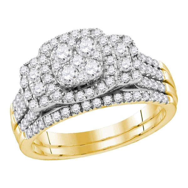 14kt Yellow Gold Womens Round Diamond Bridal Wedding Engagement Ring Band Set 1.00 Cttw - FREE Shipping (US/CAN)-Gold & Diamond Wedding Ring Sets-5-JadeMoghul Inc.