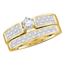 14kt Yellow Gold Women's Round Diamond Bridal Wedding Engagement Ring Band Set 1.00 Cttw - FREE Shipping (US/CAN)-Gold & Diamond Wedding Ring Sets-5-JadeMoghul Inc.