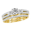 14kt Yellow Gold Women's Round Diamond Bridal Wedding Engagement Ring Band Set 1.00 Cttw - FREE Shipping (US/CAN)-Gold & Diamond Wedding Ring Sets-JadeMoghul Inc.