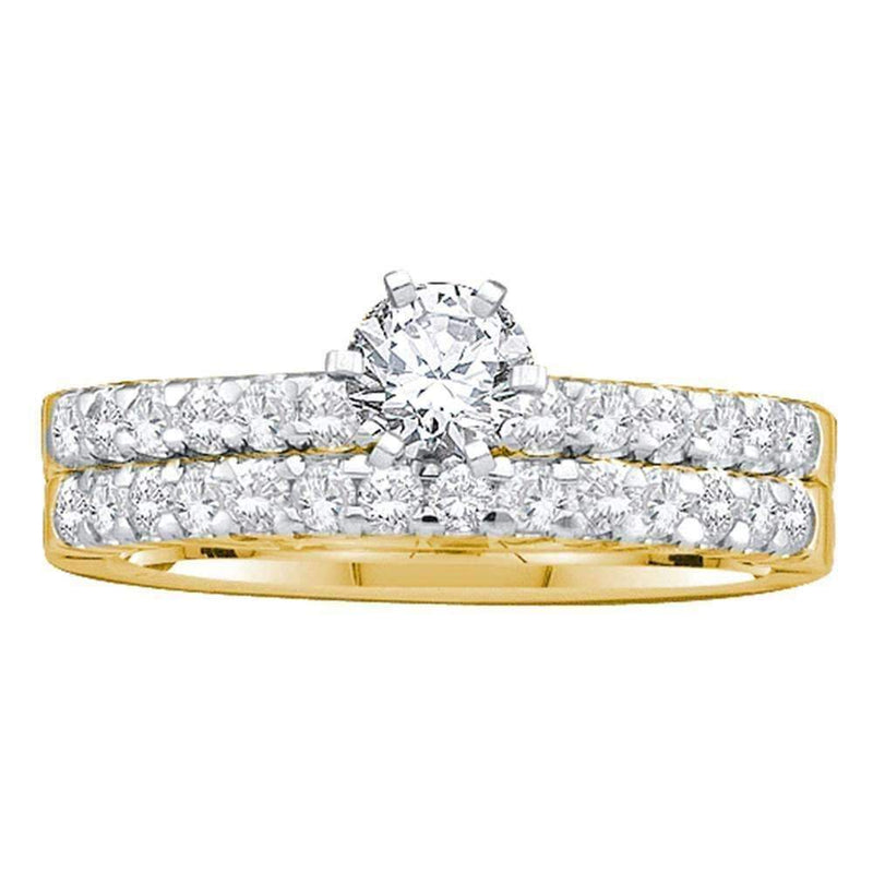 14kt Yellow Gold Women's Round Diamond Bridal Wedding Engagement Ring Band Set 1.00 Cttw - FREE Shipping (US/CAN)-Wedding Jewelry-5-JadeMoghul Inc.