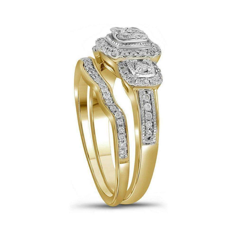 14kt Yellow Gold Women's Round Diamond Bridal Wedding Engagement Ring Band Set 1/2 Cttw - FREE Shipping (US/CAN)-Wedding Jewelry-5-JadeMoghul Inc.