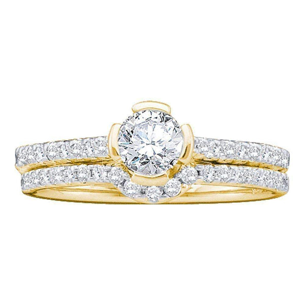 14kt Yellow Gold Women's Round Diamond Bridal Wedding Engagement Ring Band Set 3-4 Cttw - FREE Shipping (US/CAN)-Gold & Diamond Wedding Ring Sets-JadeMoghul Inc.