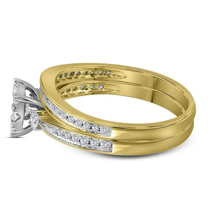 14kt Yellow Gold Women's Round Diamond Bridal Wedding Engagement Ring Band Set 5/8 Cttw - FREE Shipping (US/CAN)-Wedding Jewelry-5-JadeMoghul Inc.