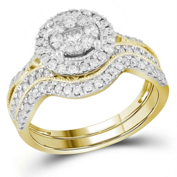 14kt Yellow Gold Womens Round Diamond Bridal Wedding Engagement Ring Band Set 7/8 Cttw - FREE Shipping (US/CAN)-Gold & Diamond Wedding Ring Sets-5.5-JadeMoghul Inc.